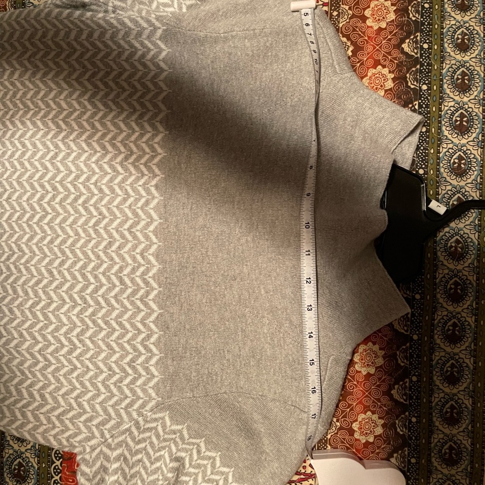 Aspen sweater soft gray and white herring bone with solid grey mock neck - Picture 9 of 9